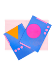 A5 Pink Lined Paper Notebook with Shapes Cover