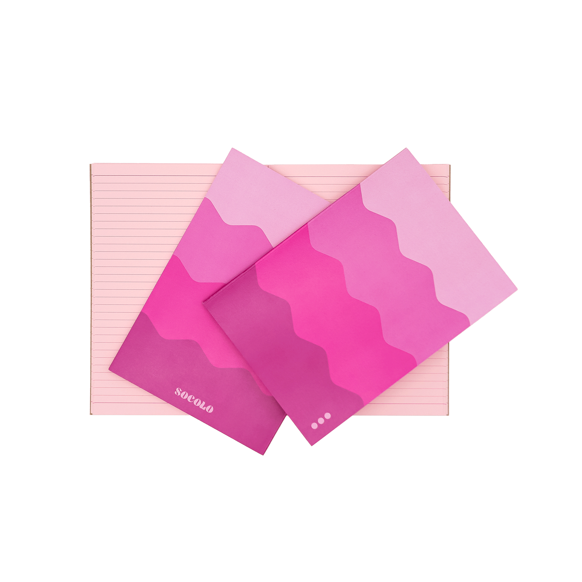 A5 Pink Lined Paper Notebook with Pink Waves Cover