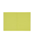 Socolo notebook, open showing its yellow paper pages, lined with yellow ink.