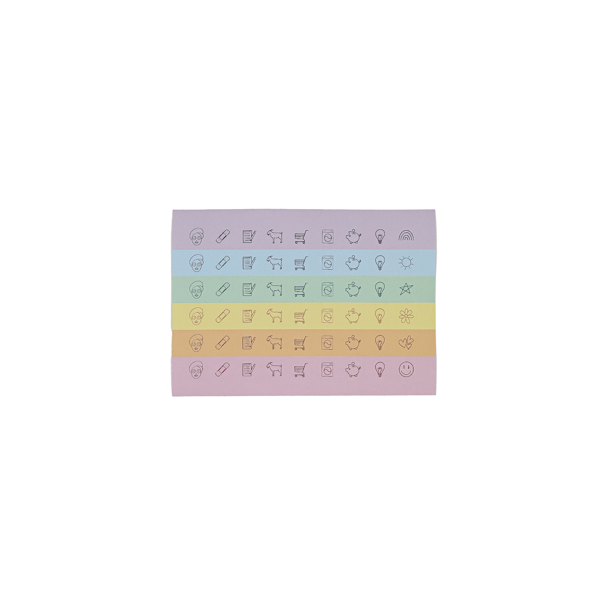 An A5 sheet of multi coloured planner stickers
